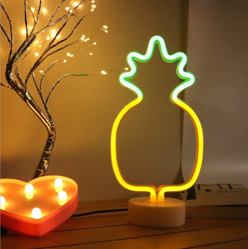 Desk Lampneon Pineapple Shape Mini Neon Sign Night Light