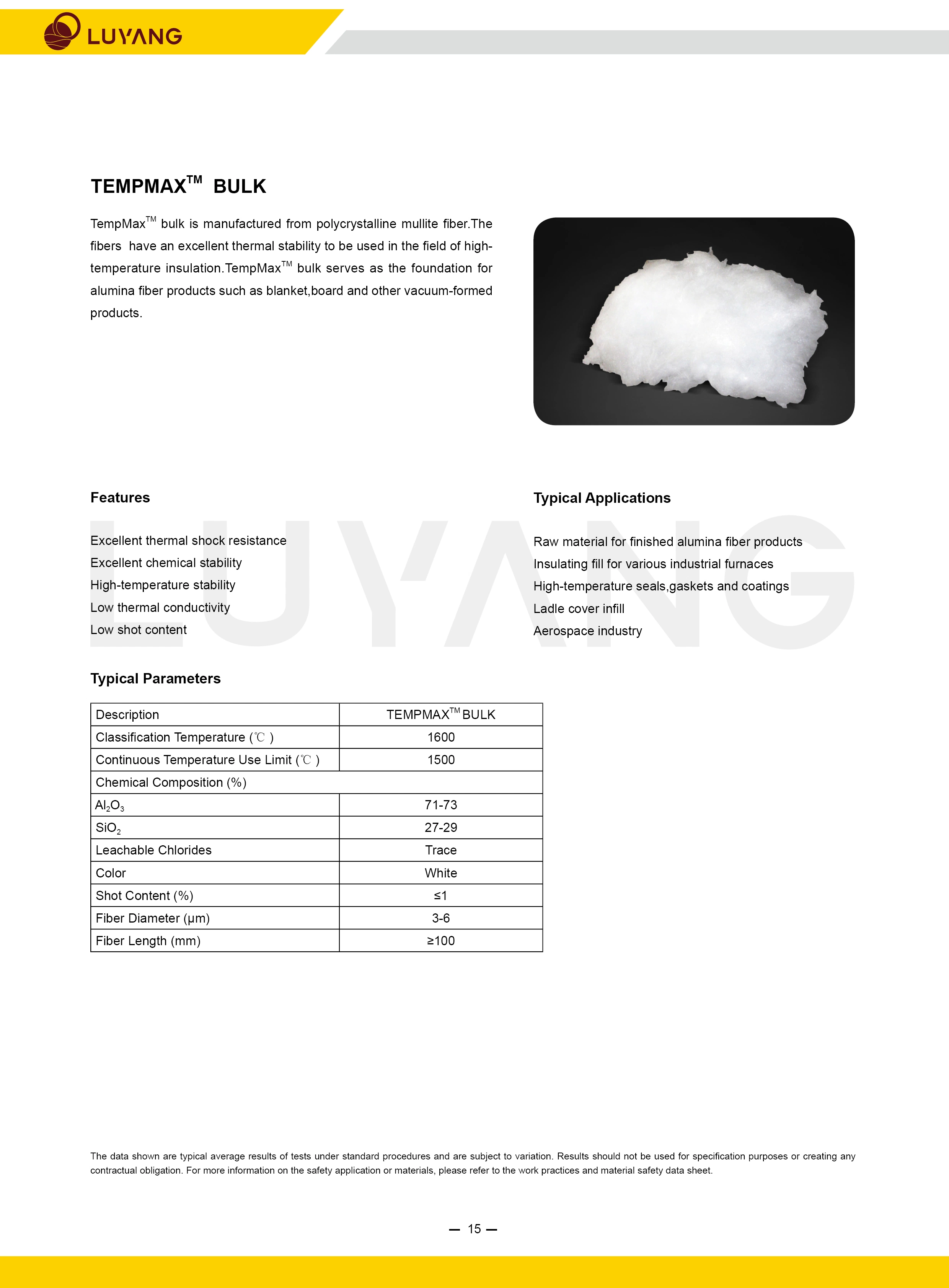 Bom preço material térmico alumina China isolamento de lã de alta temperatura Tempo de fibra