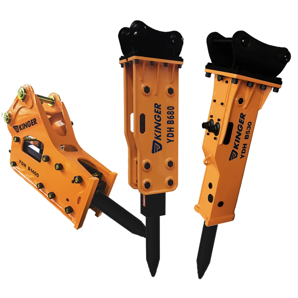 Kinger Mini Excavator Parts Hydraulic Top Type Breaker Rock Concrete Breaking Jack Hammer