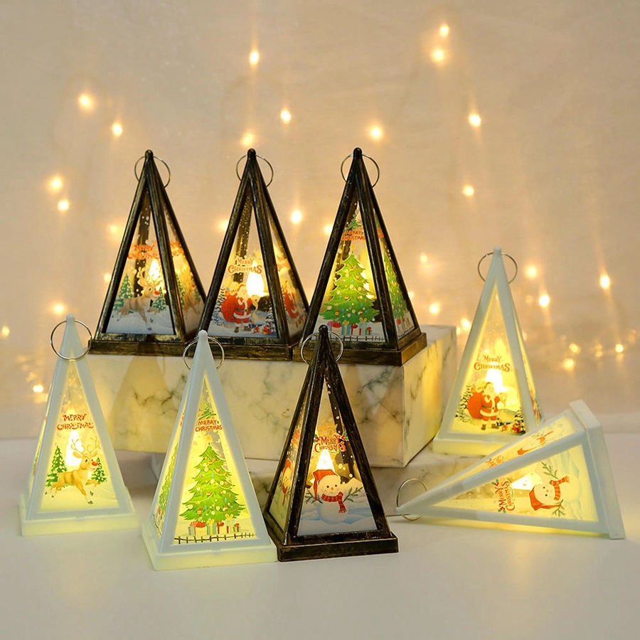 Pyramide Weihnachtsdekorationen dreieckige Windlichter LED Elektronische Kerzenlichter Weihnachtsdekor für Weihnachtsdekoration