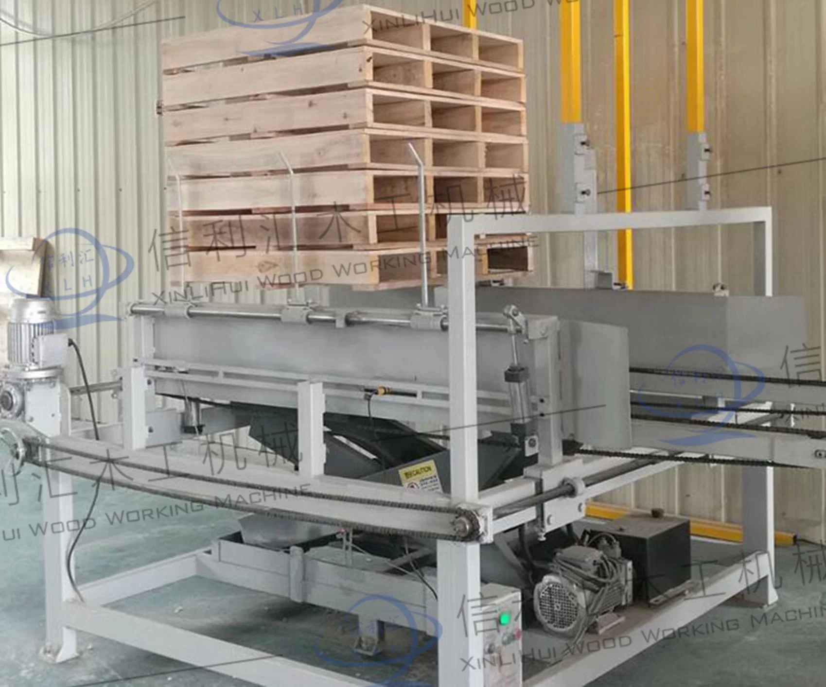 Wood Pallet Nailing Machine Wood Pallet Equipment Automatic Wood Sawdust Pallet Block Compressed Making Machine/Wood Feet Briquette Hot Press Nailing Machine