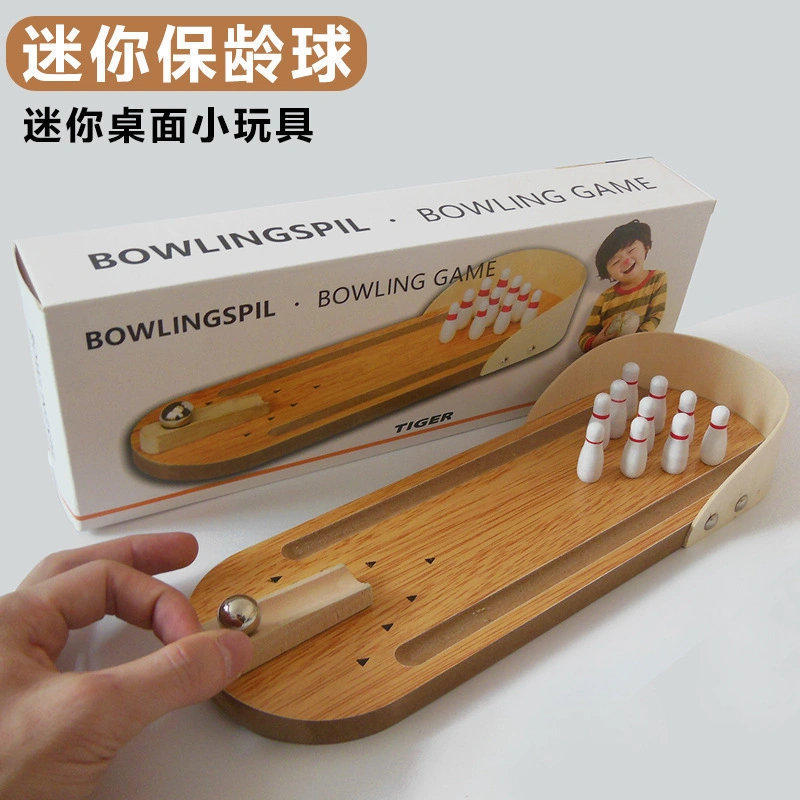 Mini Bowling Wood Table Games Wooden Children's Puzzle Toys Ball