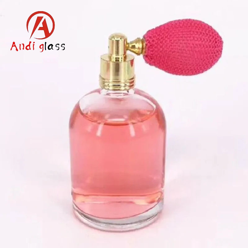 80ml Vintage Refillable Pink Crystal Empty Perfume Spray Bottle Clear Glass with Long Fringed Plastic Funnel