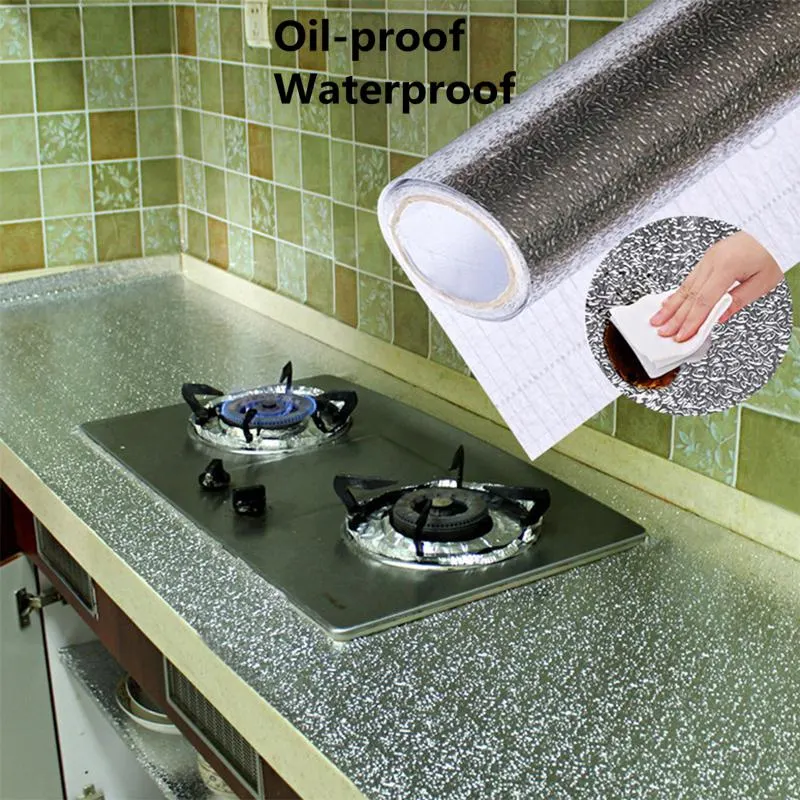 Fine Non-Woven and Moisture-Proof Aluminum Foil Kitchen Oil-Proof Sticker Cabinets Aluminum Sticker