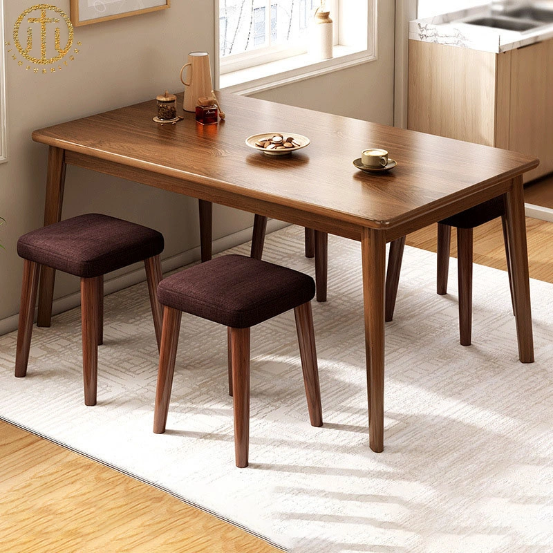 Mesa de comedor rectangular de madera moderna y minimalista