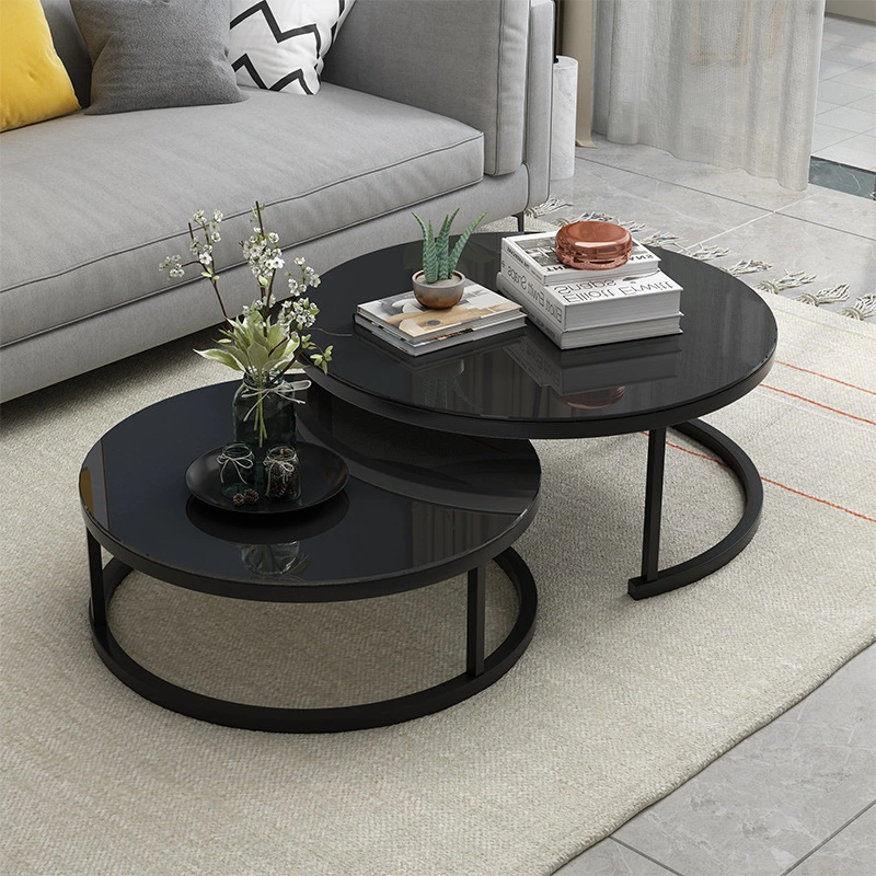 Round Modern Table Wooden Design Living Room Furniture Plywood Coffee Table Set