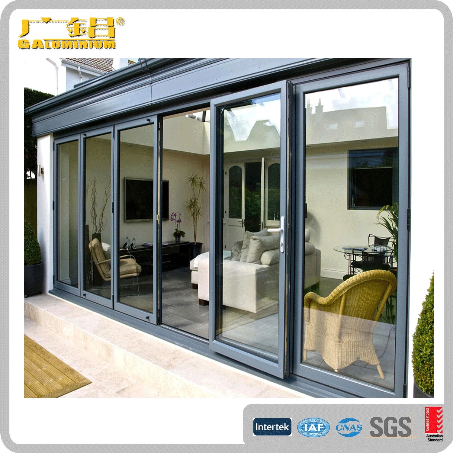 Bi-Folding porte en aluminium/aluminium/Porte pliante porte porte multilames / Balcon