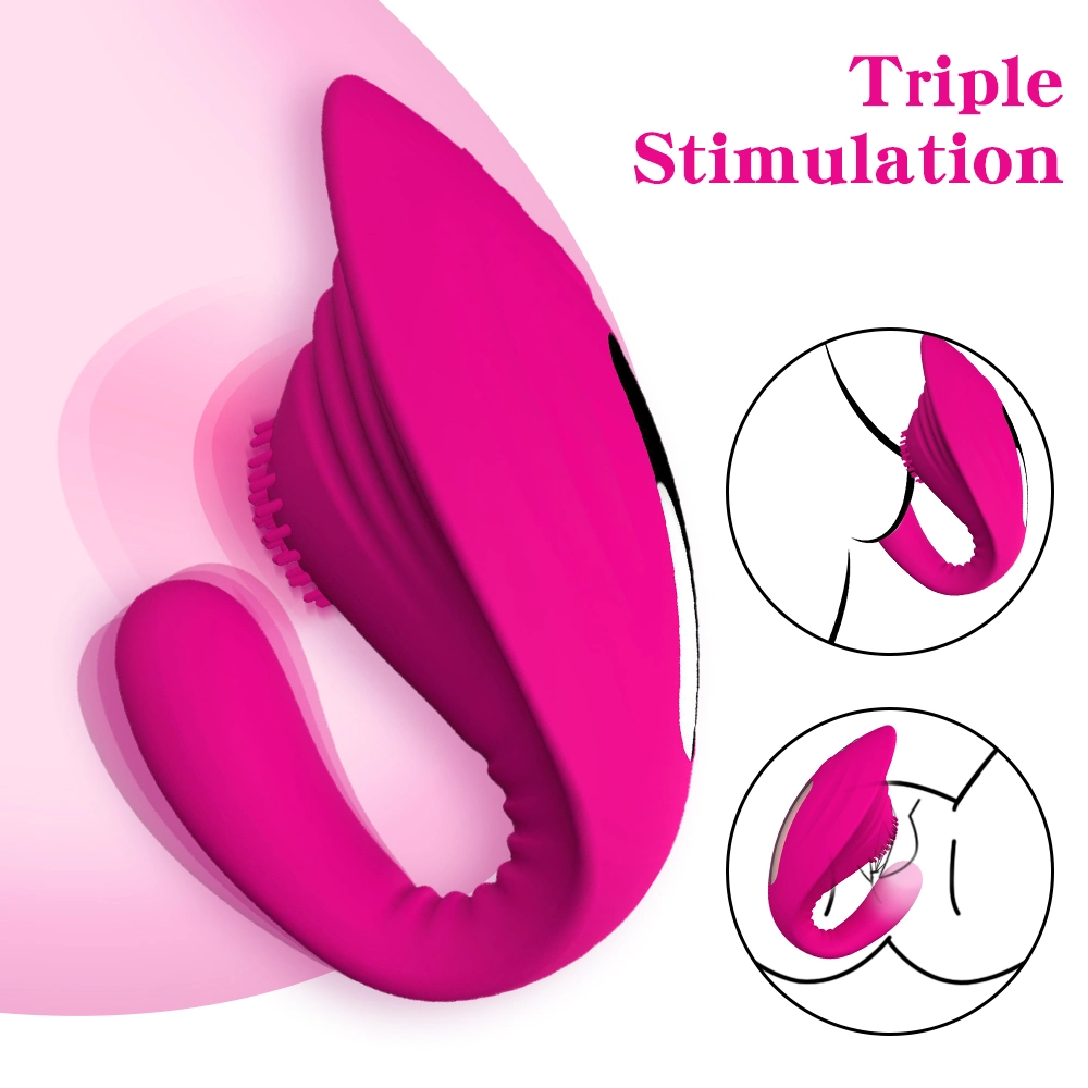 Popularity Wearable Wireless Remote Control 2 Motors Triple Motivation Dildo Vibrator Silicone Clitoris Sucking Vibrator