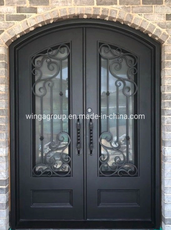 Popular Diseño de la mano forjado galvanizado en caliente de estilo occidental de la puerta de acero exterior de la puerta de fibra de vidrio de metal de hierro