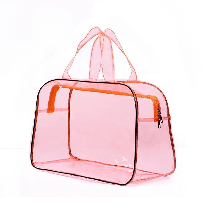 Custom Fashion Waterproof PVC Women Jelly Handbag Transparent Travel Duffle Bag