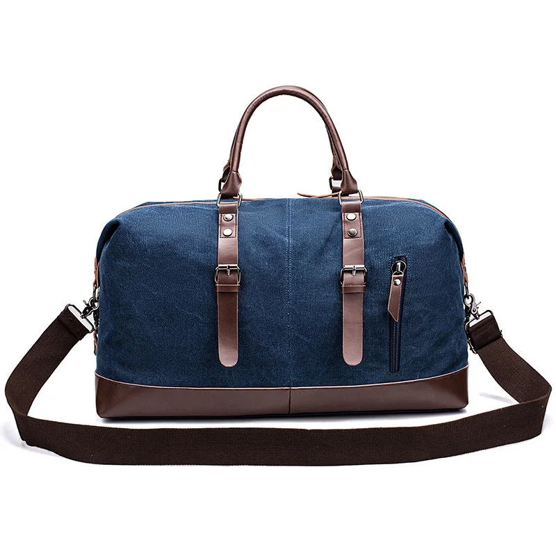 Classic New Fashion Retro Large-Capacity Travel PU Canvas Men's Portable Messenger Bag