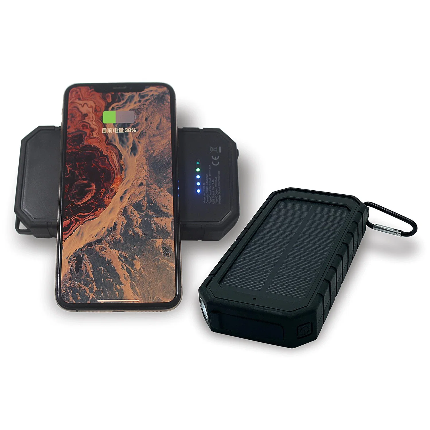 3 in 1 Outdoor Waterproof Solar Wireless Charger with Flashlight