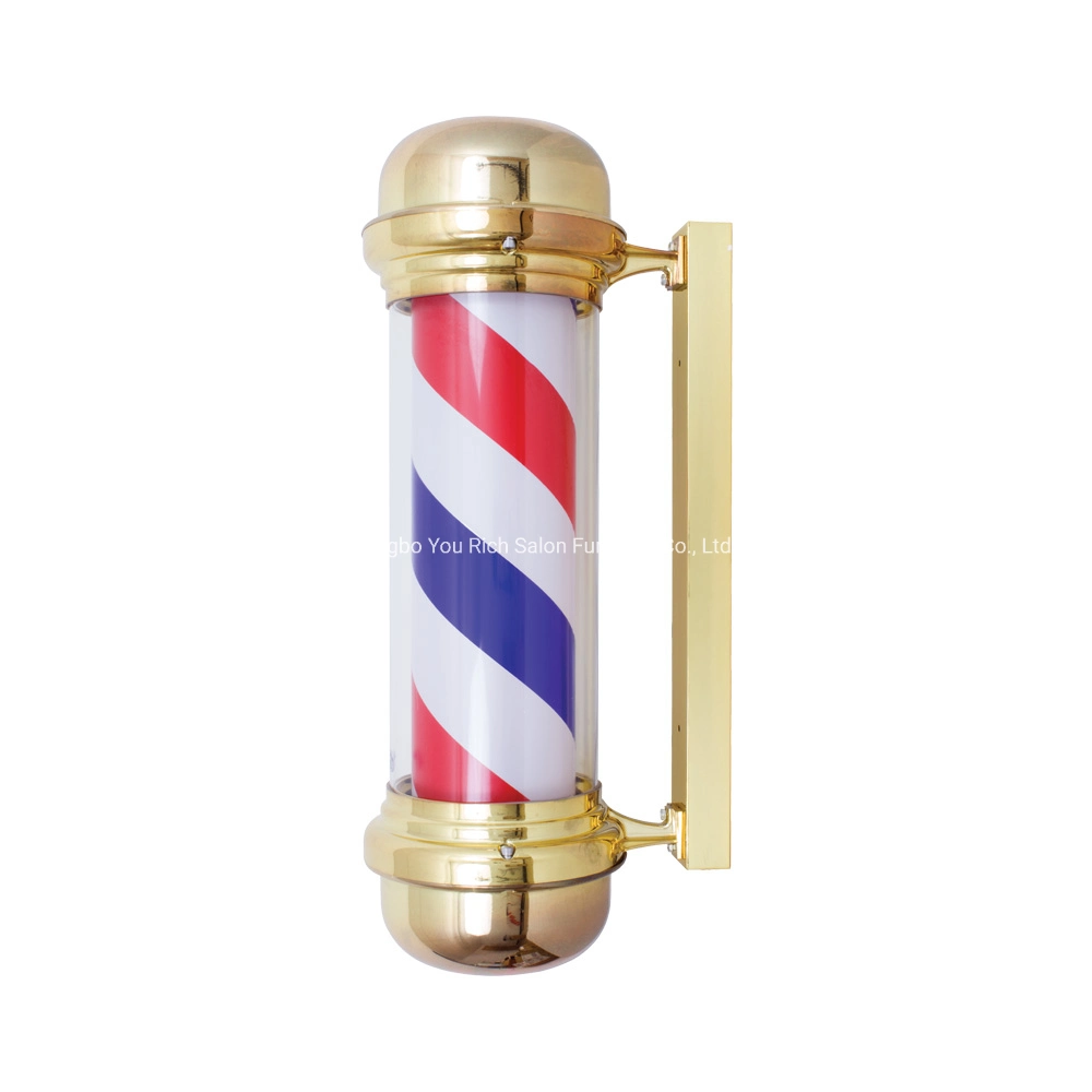 Gold Frame Barber Pole Barbershop Outdoor LED Light