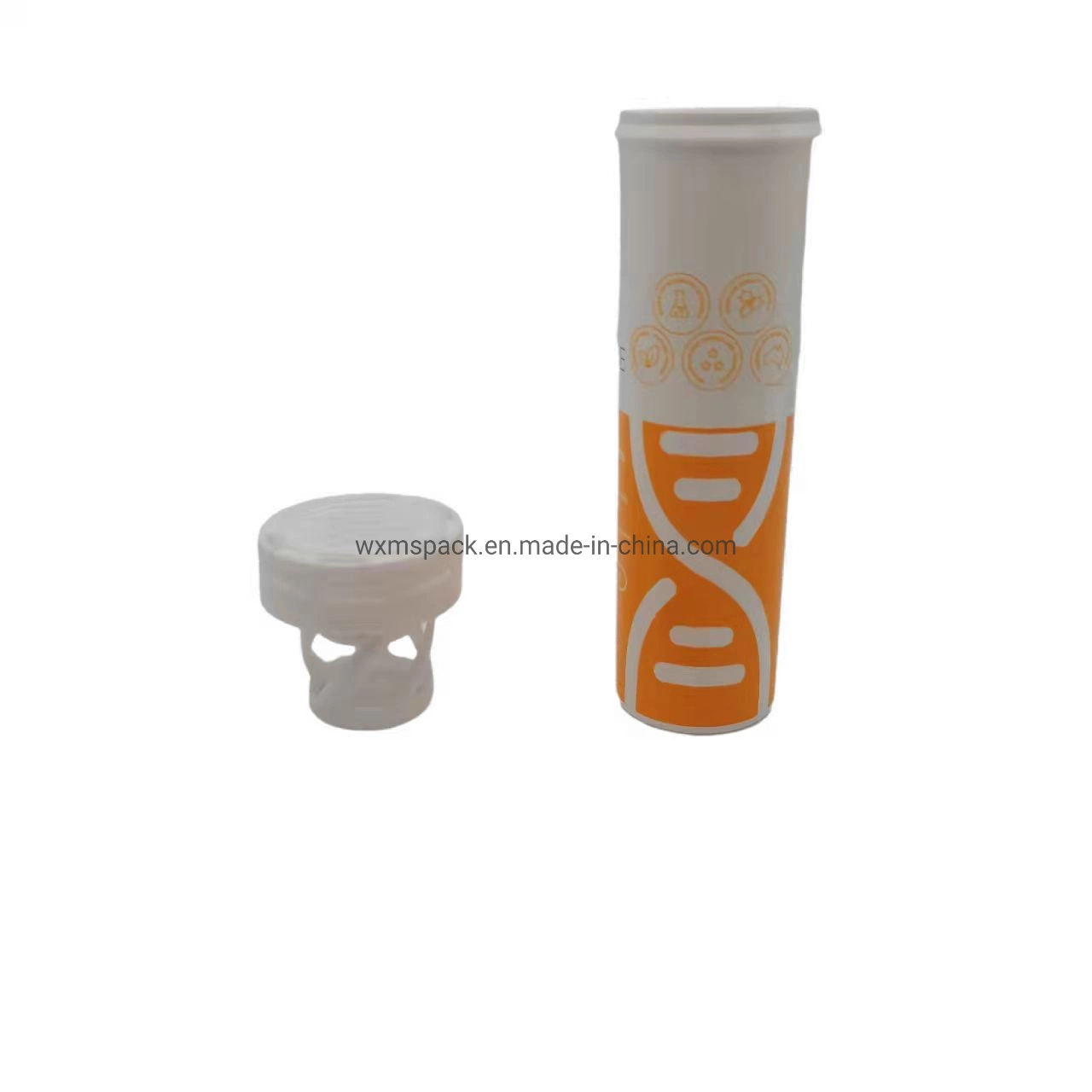 Height 99mm103mm120mm125mm133mm144mm Empty White Plastic Vitamin Medicine Packaging Effervescent Tablet Tube with Desiccant Cap