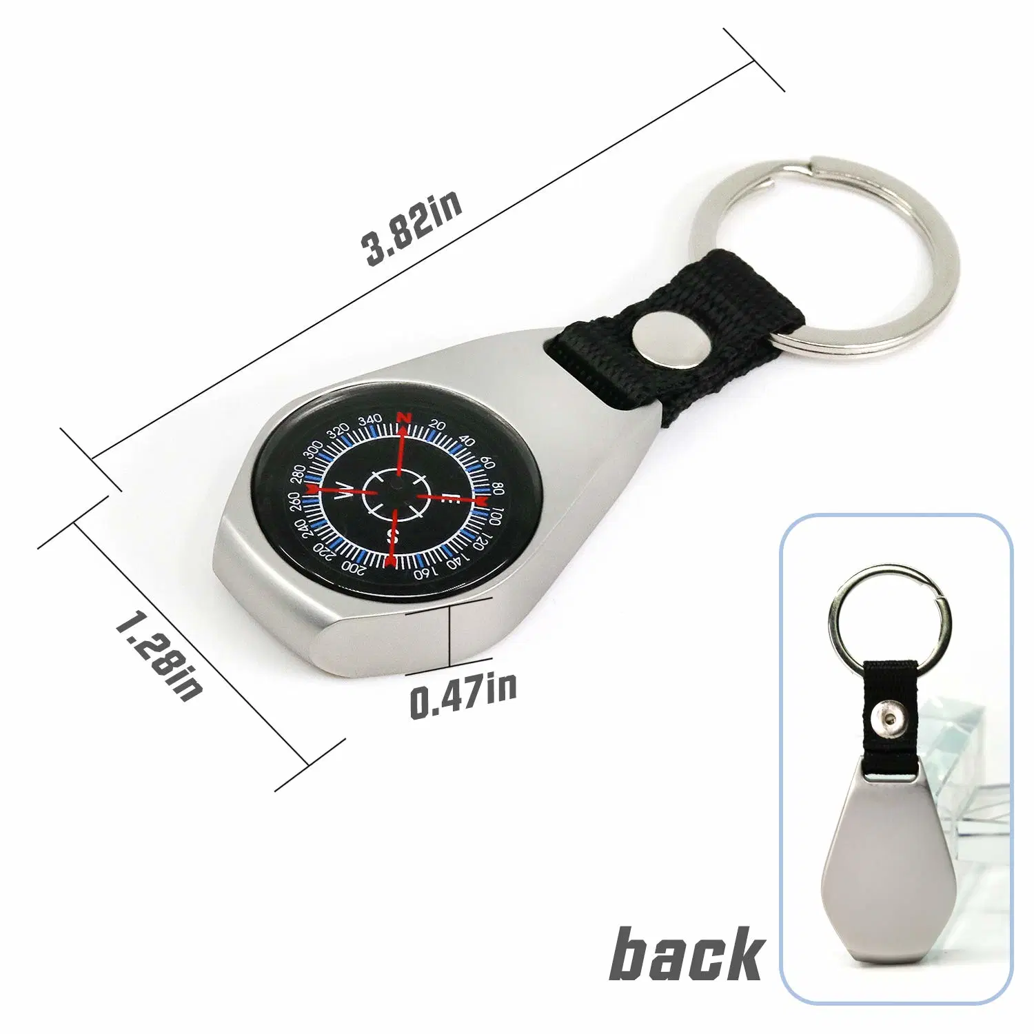 2 Pack Camping Mini Metal Survival Magnetic Mini Metal Keychain Pocket Compass