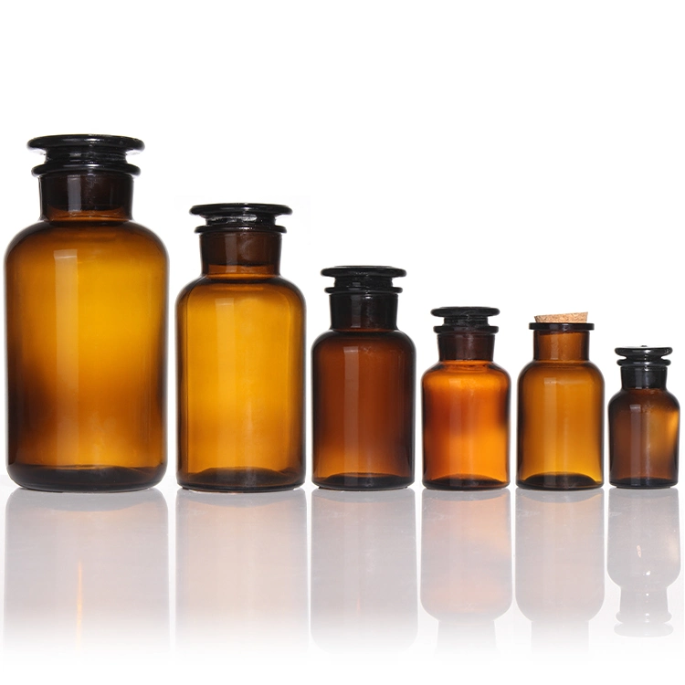 30ml 60ml 125ml 250ml 500ml Wide Mouth Apothecary Bottles Amber Glass Laboratory Pharmacy Reagent Reed Diffuser Bottle