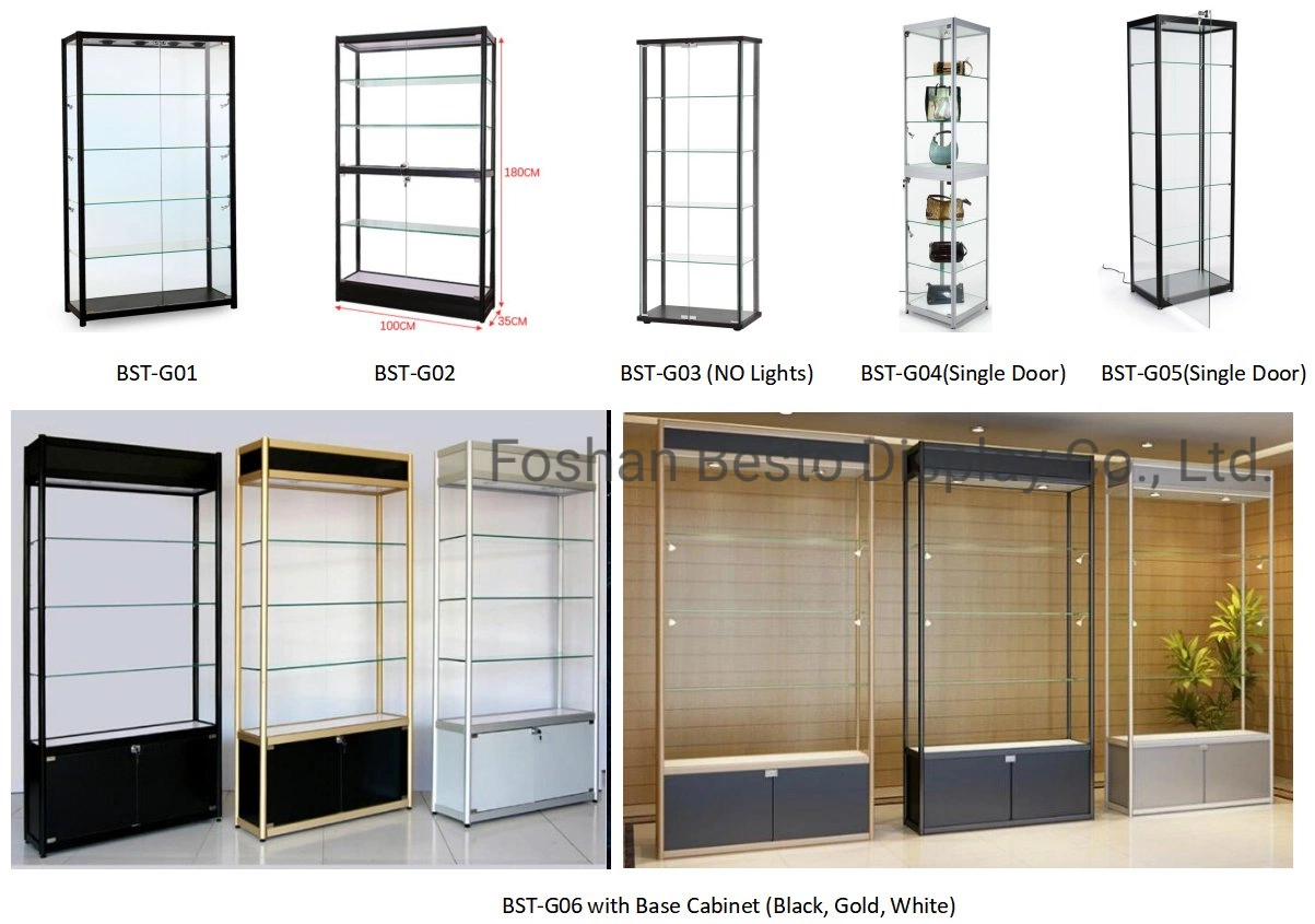 Aluminium Glass Corner Showcase Display Counter Cabinet for Retail Display by 750mm W X 750mm D X 900mm H