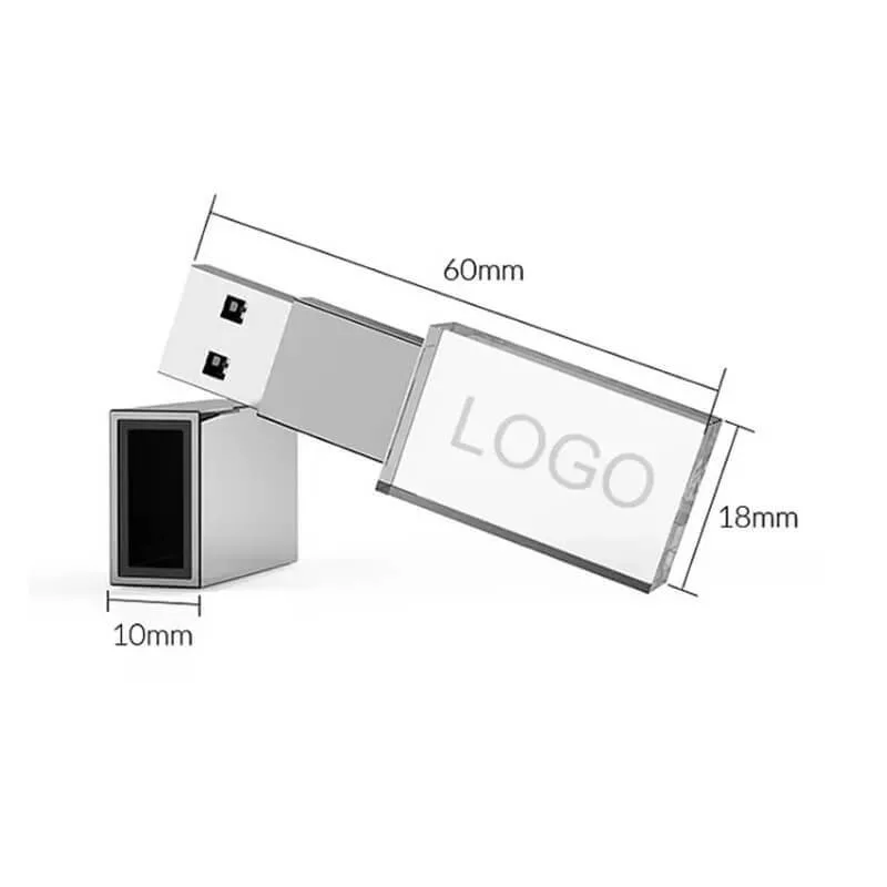 Crystal+Metal USB Stick Memory with Bright Light Logo Customized