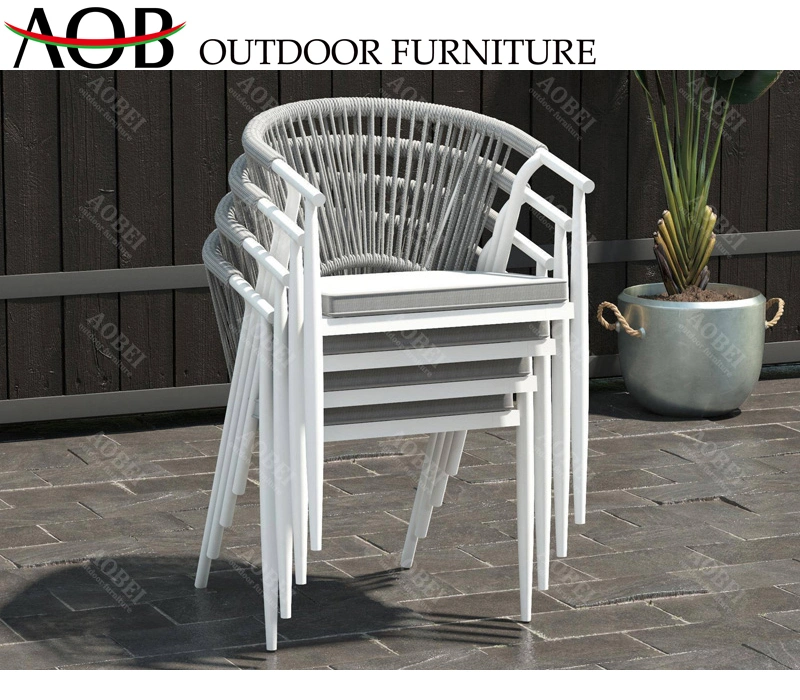 Modern Outdoor Restaurant Home Patio Garden Resort Hotel Bar Project Stackable Rope Dining Furniture Chair
