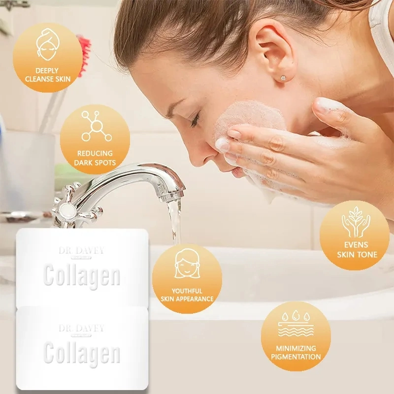 Savon facial au collagène double éclaircissant fabriqué avec 100% de collagène pur. Nouveau savon.