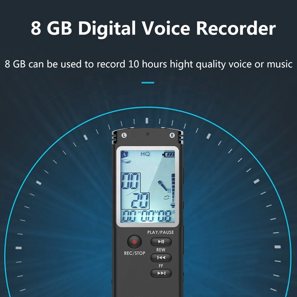 8 Go (T60) Le nouveau mode dictaphone professionnel stéréo Enregistreur Téléphonique Enregistreur vocal numérique avec écran LCD du lecteur MP3