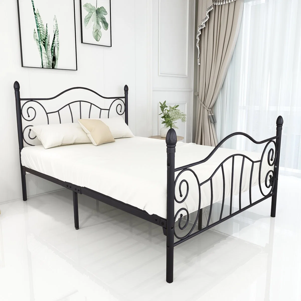 Iron Art Nordic Vintage Bed Double Metal Bed