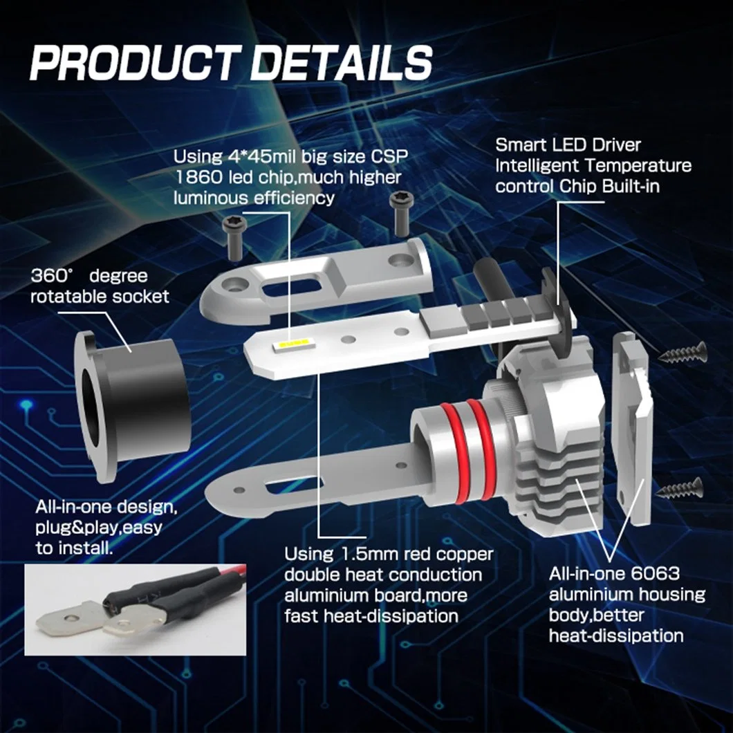 Sistema de iluminación automática Mayorista/Proveedor H3 H7 H8 H11 luces LED Bombilla 9006 Luz LED para vehículos coches cabeza LED Luces