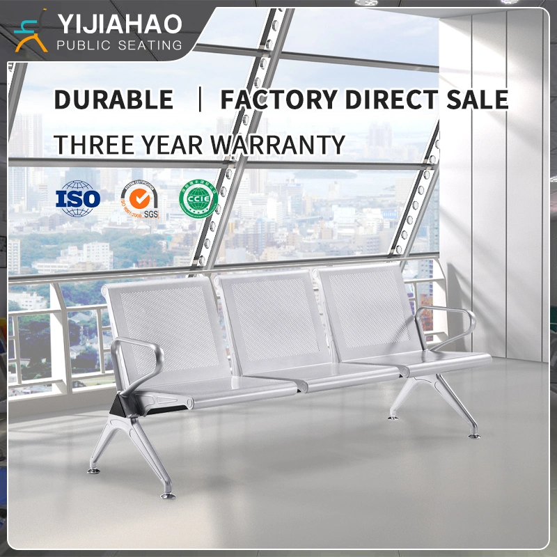 Manufacturer of 3 Seater Airport Waiting Chair Metal Steel Public Outdoor Furniture Outdoor Chair Bench Seating Garden Chair