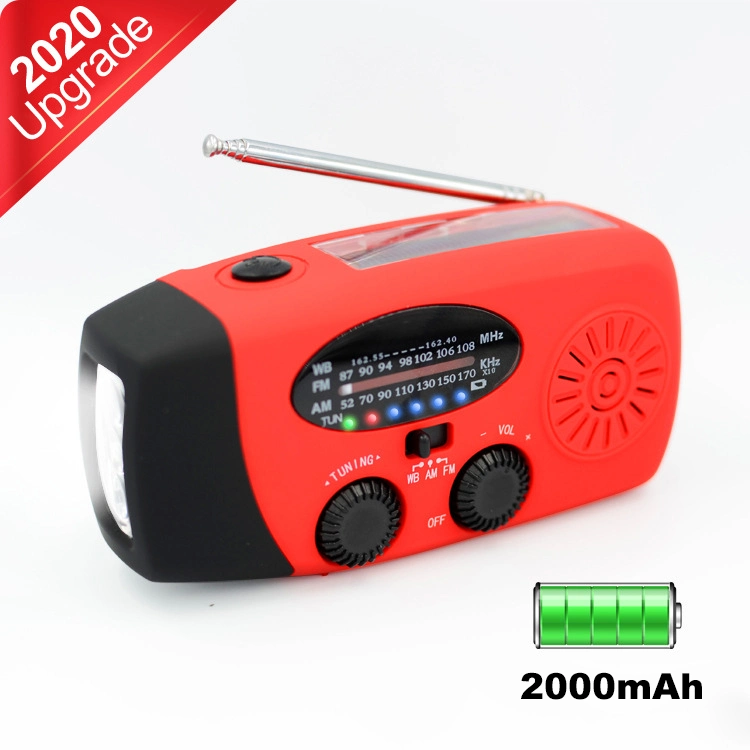 Portable Solar Powered Hand Winding Charge Solar Flashlight Hand Crank Power Bank Radio with Flashlight