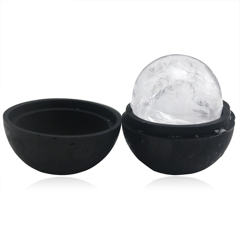 Machine à glaçons Cube boule silicone noire sans BPA Moule congélateur plateau à glaçons rond avec couvercle