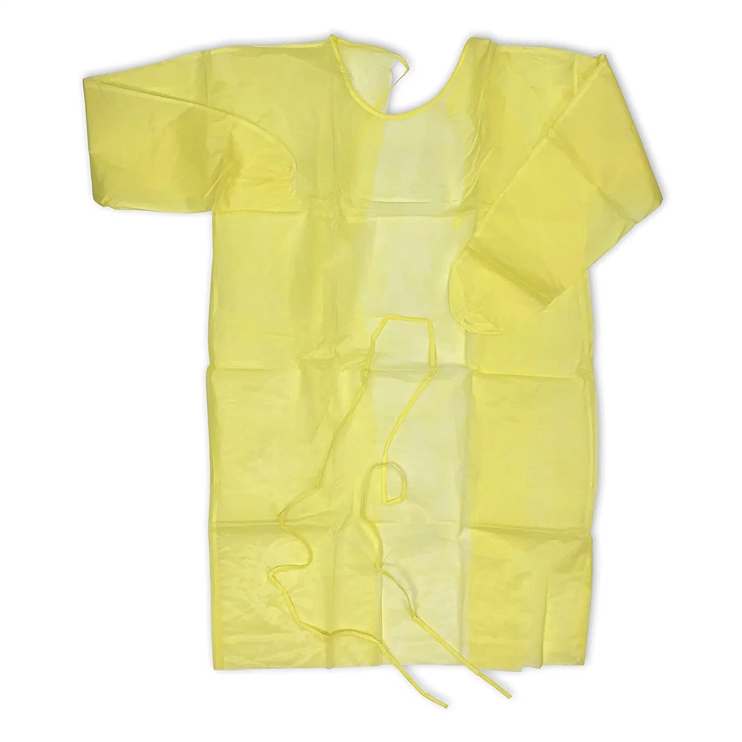 Disposable Yellow Protective Isolation Gown with Elastic Cuff Non-Woven