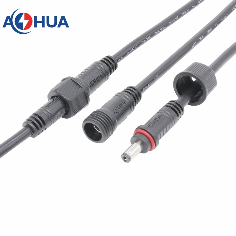 Hot Sales IP65 Waterproof Power Signal DC Connector M14 with 20AWG Electrical Wire 5.5*2.1/2.5mm Type Pre-Wire Male Female Extension Cord for Car Vdr Equipment