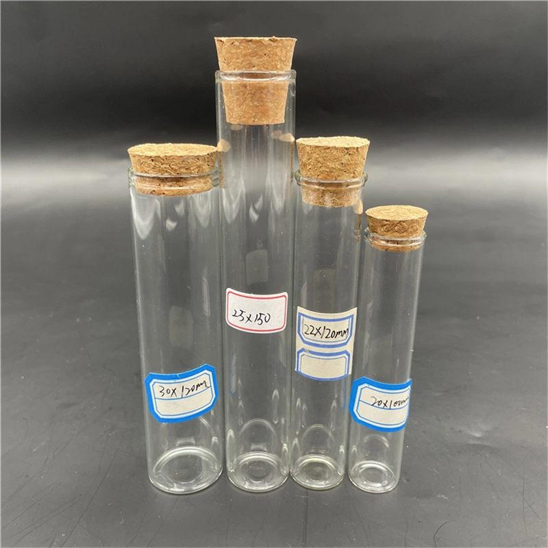 Lab and Medical Flat Bottom Glass Test Tube with Cork Round Bottom Glass Tube for Preroll Packaging