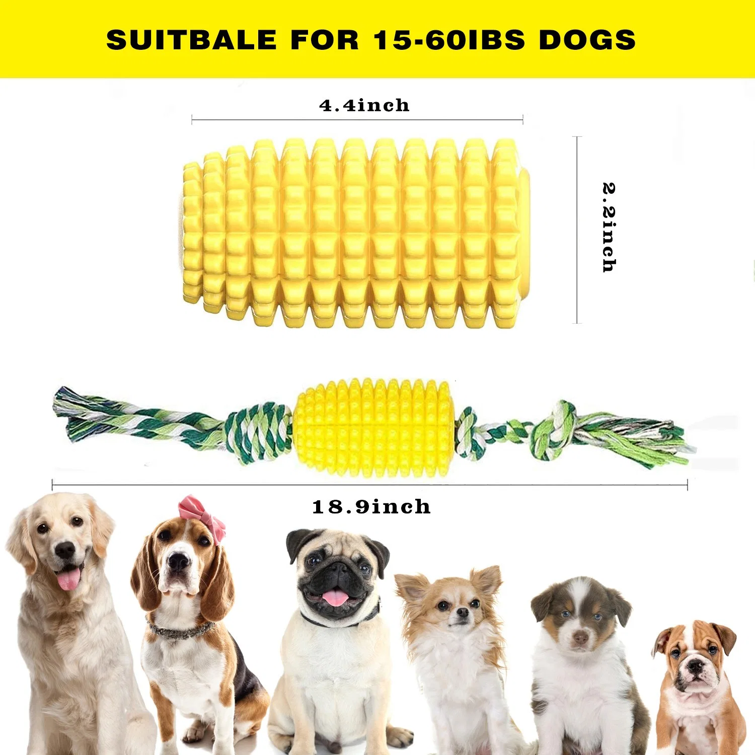 Dentes limpe TPR Corn Knot Pet Dog tow Toys Com corda