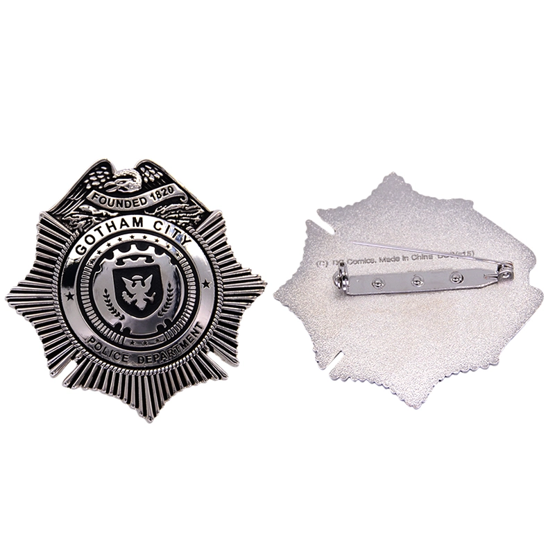 Factory Custom Made Antique Silver Plated Zinc Alloy Name Plate Manufacturer Customized Soft Enamel Souvenir Emblem Bespoke Metal Company Logo Safety Pin Badge