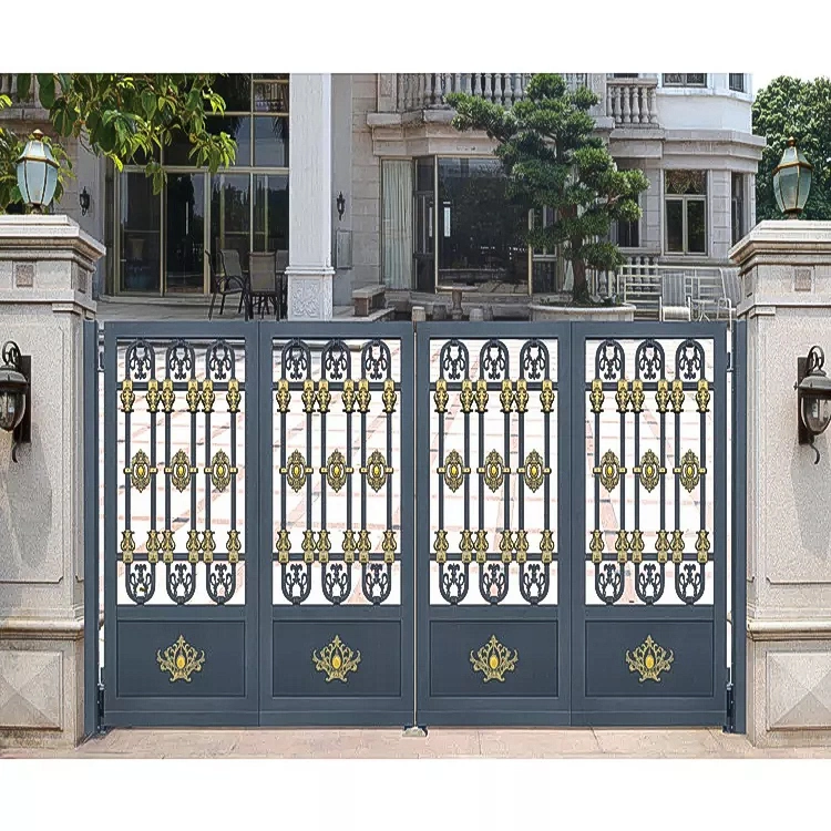 Aluminum Art Gate Aluminum Alloy Villa Gate Cast Iron Gate Community Rural Self-Built House Iron Art Entrance Door Courtyard