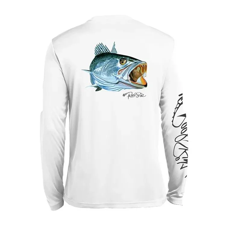 Custom T Shirt Fishing Long Sleeve Polyester SPF Fishing Shirt Blue for Men