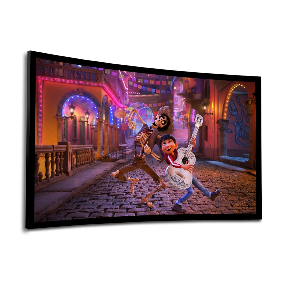 16: 9 100 Inch Curved Frame Projector Screen with Acoustically Transparent Fabric