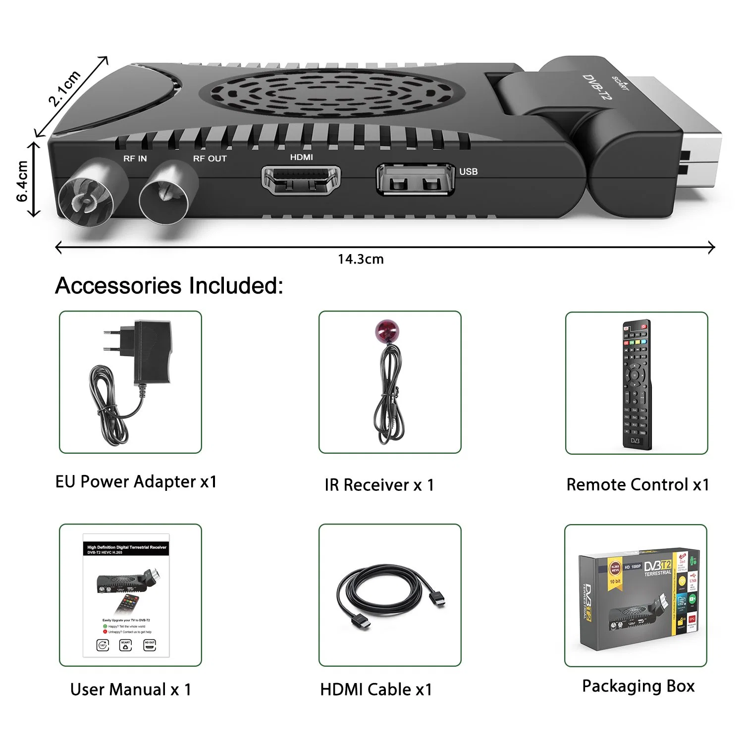 Digital Set Top Box Supplier Decoder Full HD DVB-T2 Receiver TV Dongle T265 H265 Hevc 10 Bits TV Stick