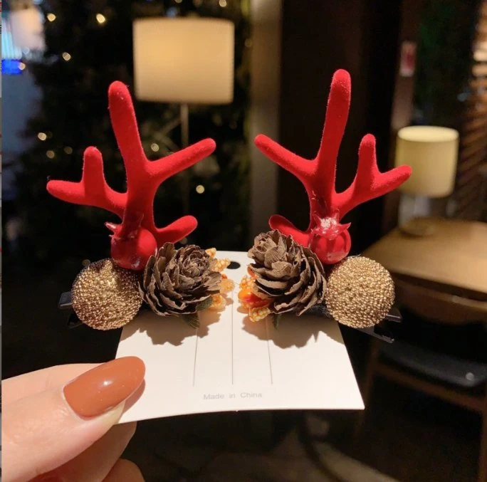 Christmas Hairpin Jewelry Female Three-Dimensional Antler Hairpin Korean Girl Cute Hairpin Clip Headgear Christmas Hair Accessories