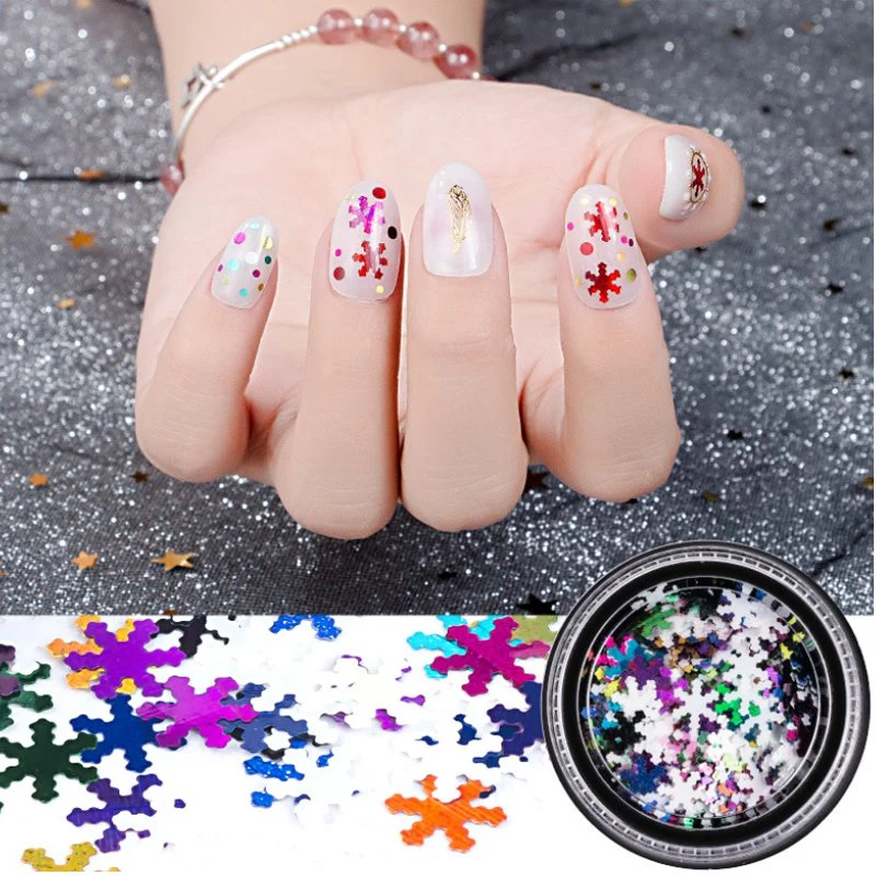 Schneeflocke Form Nail Art Pailletten Nagel Dekoration Zubehör für Weihnachten