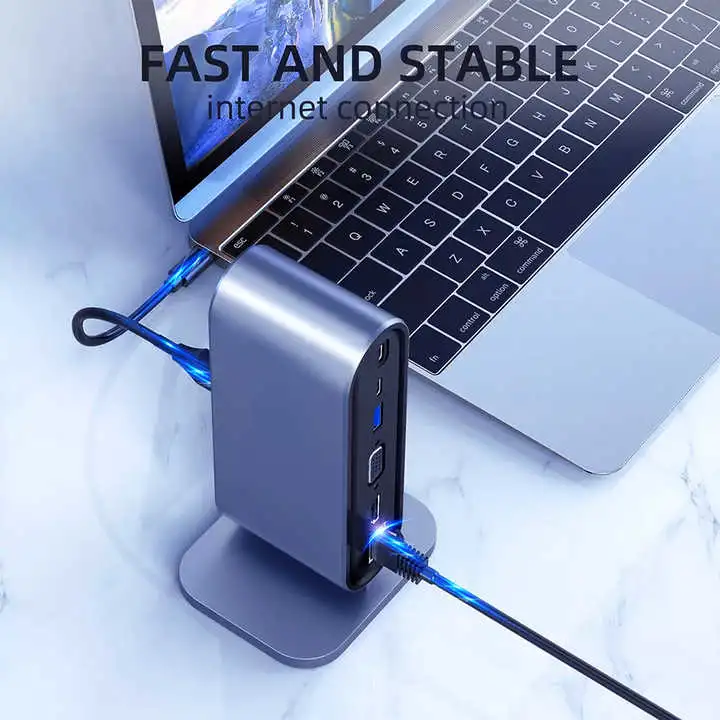 12 in 1 USB C Hub Docking Station Multi Port Monitor USB Type C to 4K Dp HDTV VGA Adapter Type C Hub