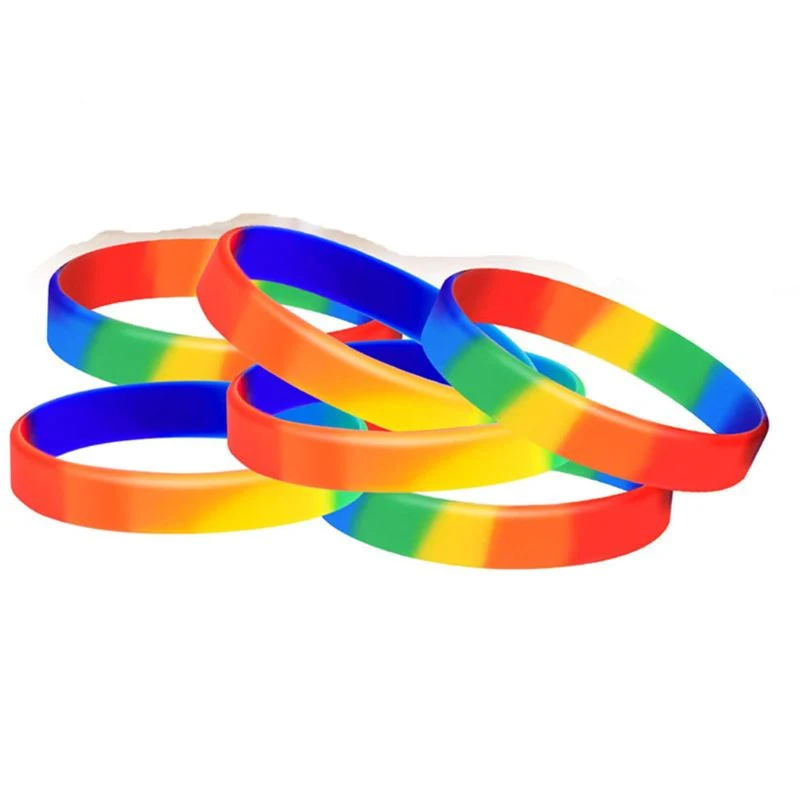 Custom Rainbow Unisex Silicone Embossed/Debossed Silicone Bracelets