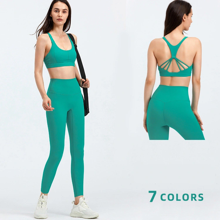 Lq8629 Women Yoga Suit with Bra Padding Slim Running Naked Feelings Fitness Sport Suit