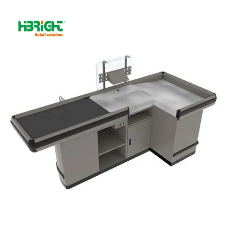 Grocery Store Automatic Conveyor Belt Supermarket Steel Cash Desk