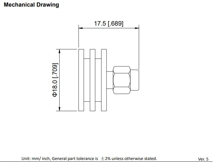 Carga fictícia 5W Power DC-18GHz RF Coaxial Termination