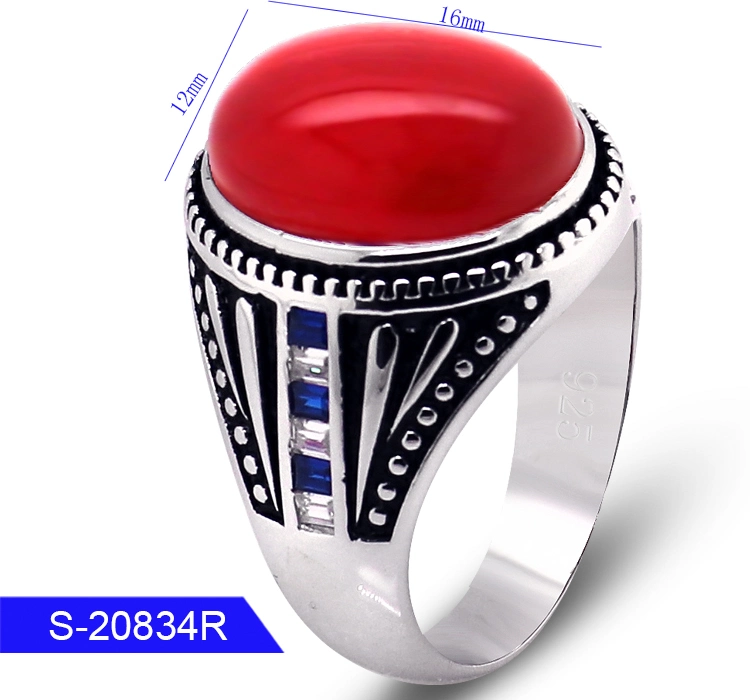 High Quality 925 Sterling Silver Jewelry Islamic Agate Finger Ring for Man