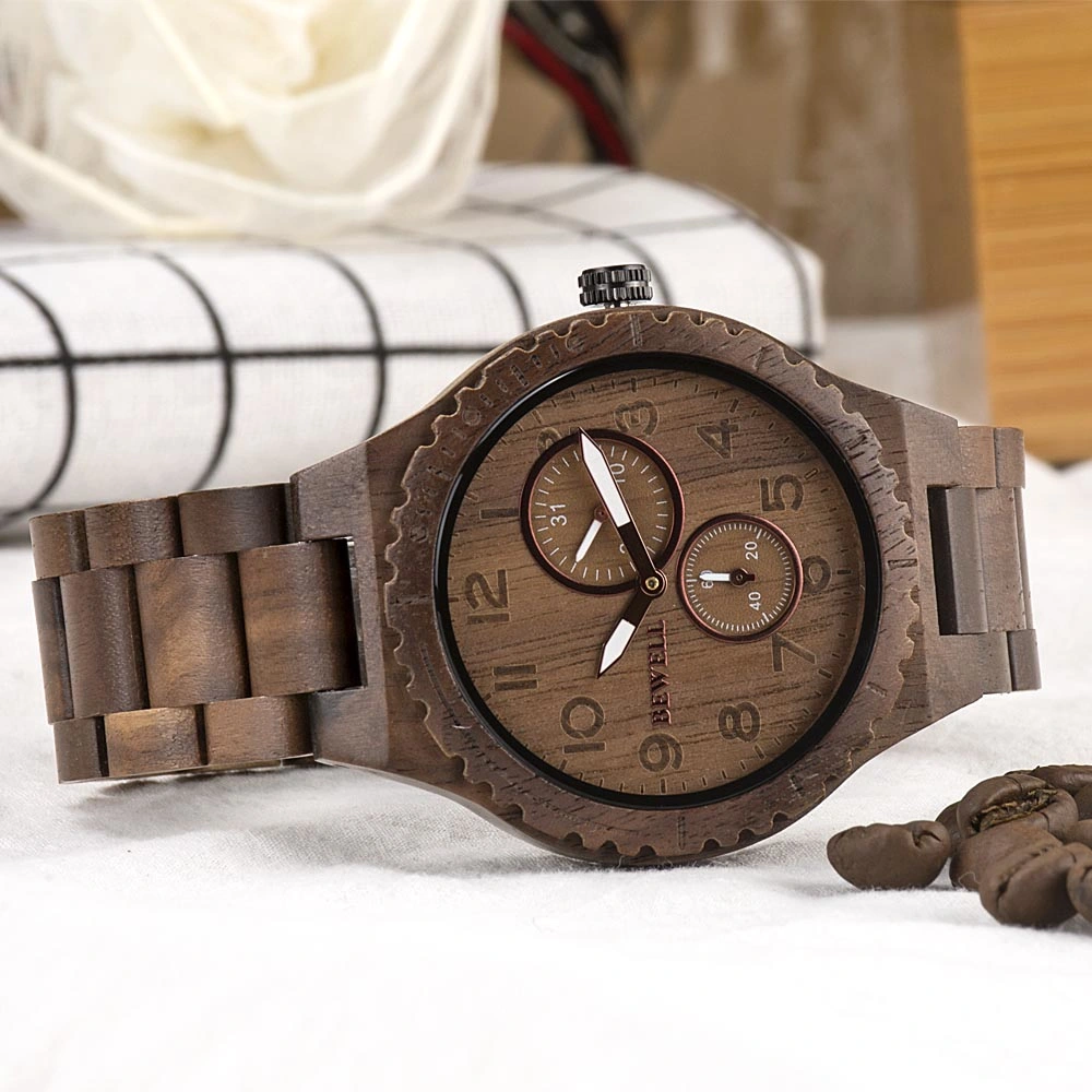 Aktuelle Wooden Watch Luxury Japan Vd73A Uhrwerk Quarzuhren für Herren 3 ATM wasserdicht