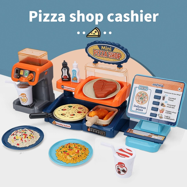 Tombotoys Wholesale Childrer Mini Pizza Shop Play House Toy Suit Cozinha jogo de conta caixa Registo Toy Set Insteresting Supermaket para Brinquedo de registo de dinheiro para criança