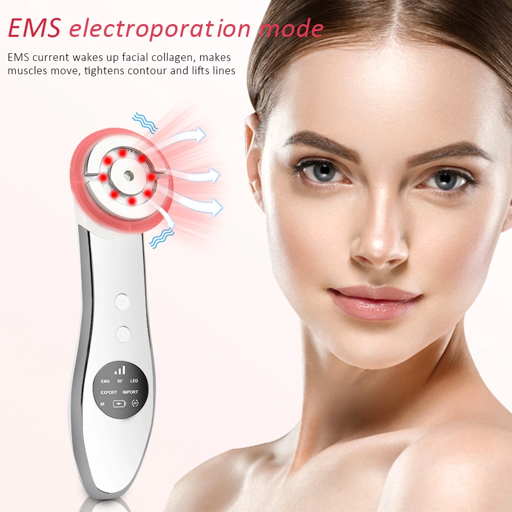 6 en 1 dispositivo de belleza multifunción uso doméstico EMS RF Ir Photoon Facial Cuidado de la piel Belleza máquina de ajuste de la piel